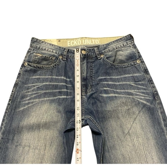 ECKO UNLTD Vtg Jeans Mens 34x32 Baggy Fit Wide Leg Medium Wash Skater Hip Hop - Picture 9 of 10
